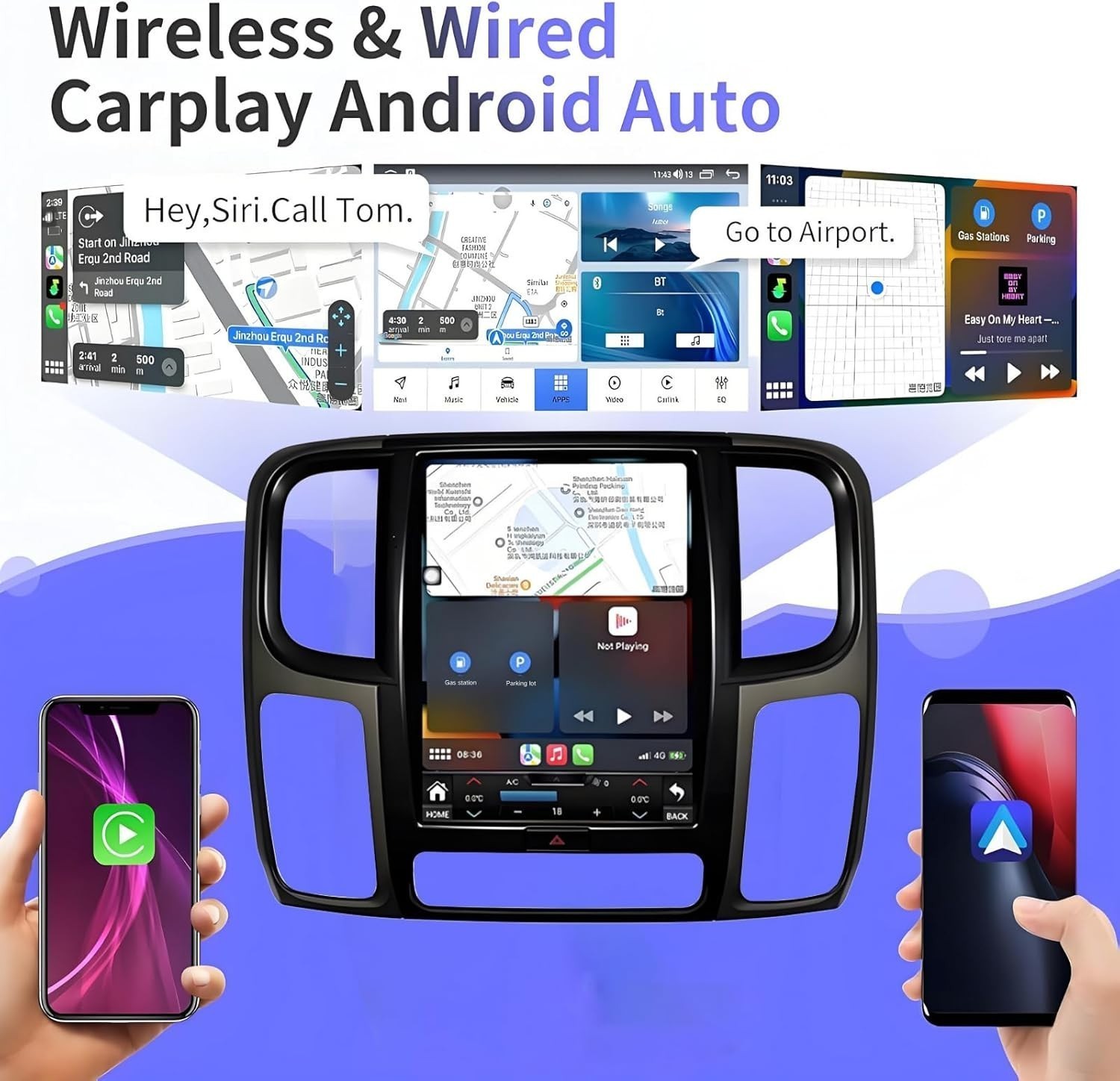 13″ Android Car Stereo Radio Carplay GPS Display For Dodge Ram Truck 2014-2018