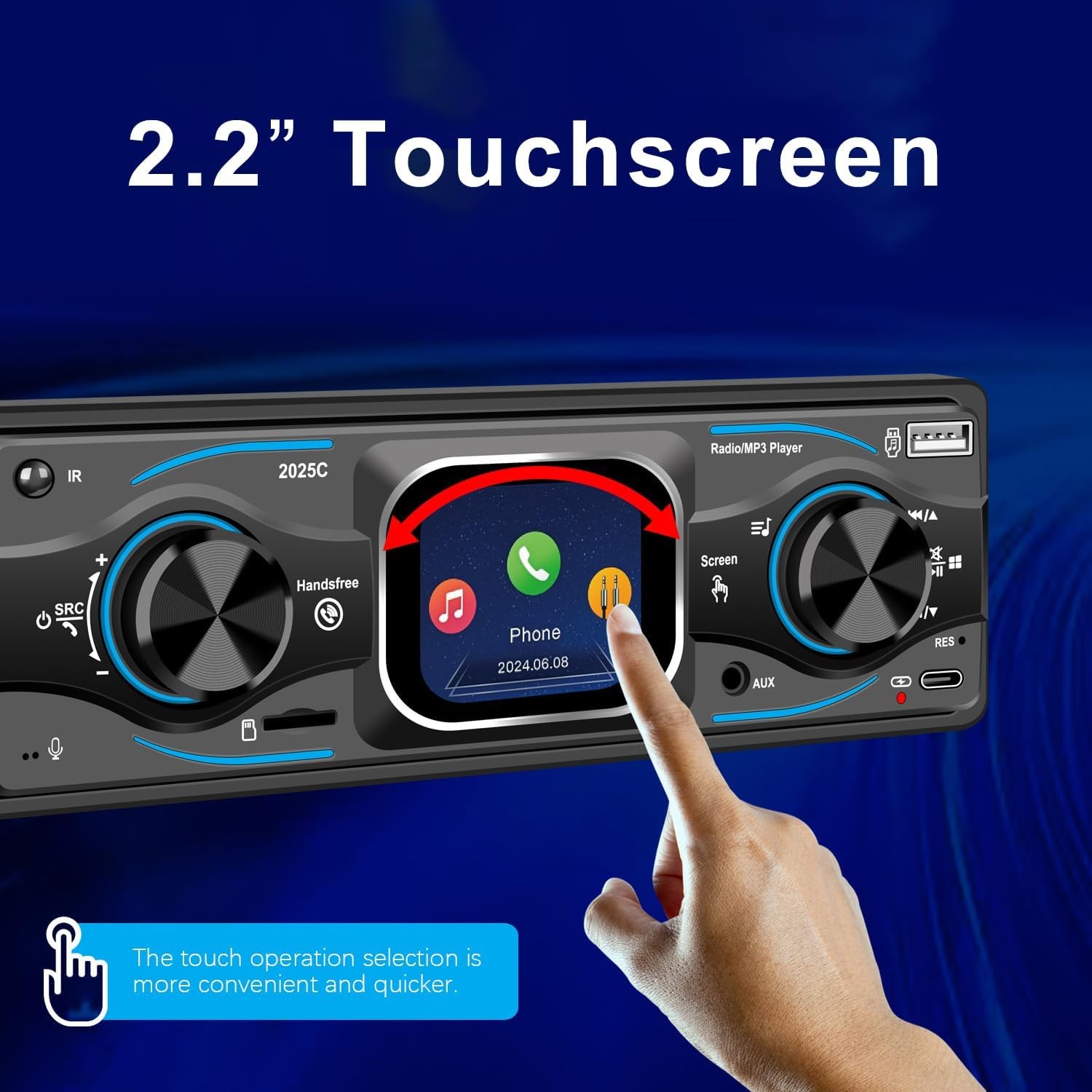 Single DIN Car Stereo Bluetooth CD/DVD Player MP3 USB SD AUX RDS FM/AM Radio