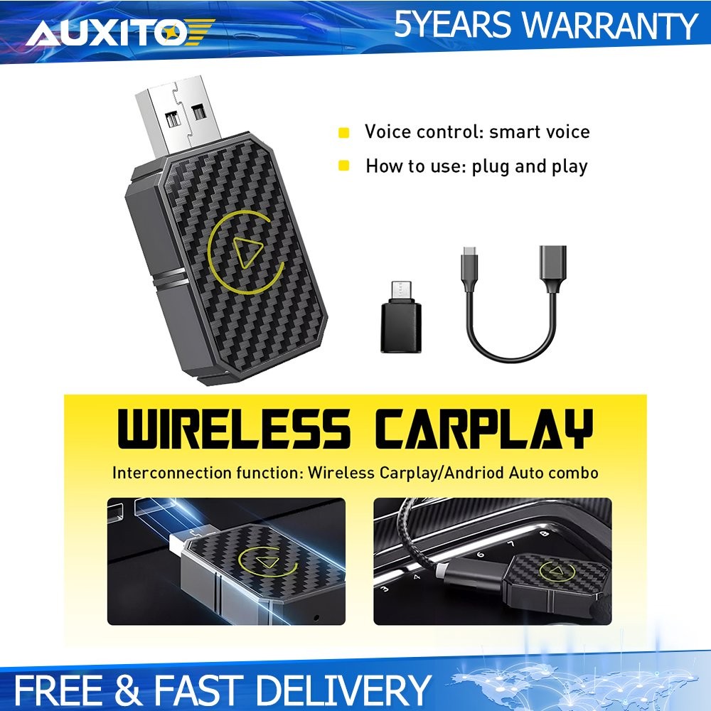 Mini Wireless Carplay Dongle Android Auto Adapter USB Car Connect Box Adapter