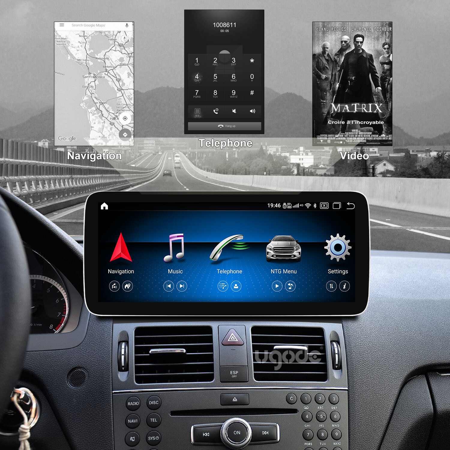 12.3in W204 Android13 Screen Display Multimedia GPS Mercedes Benz C 2007-2010