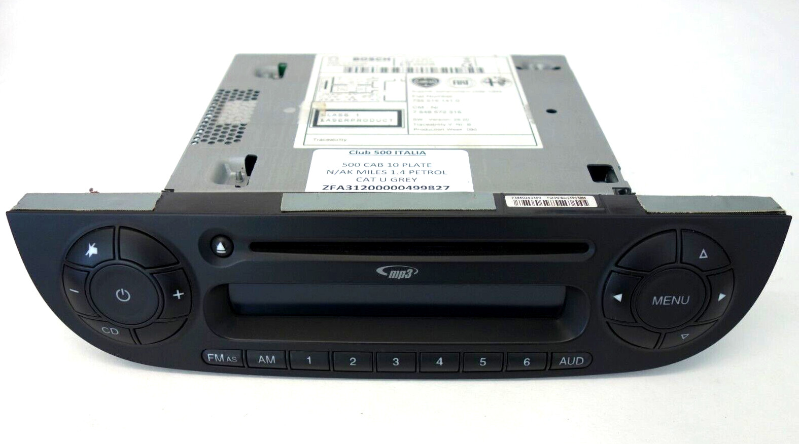 Fiat 500 Black Stereo / CD Player / Radio 2008 – 2015 comes with security code