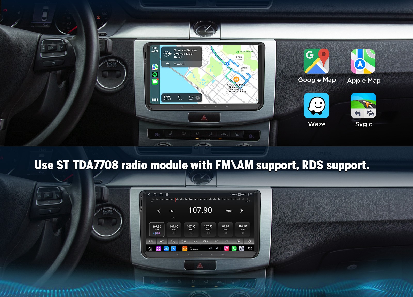 Android 9″ QLED 8+128G for VW Golf MK5 2004-2009 Car Stereo Wireless CarPlay GPS