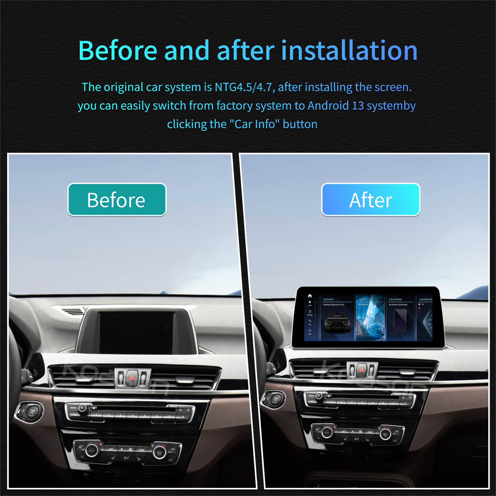 12.3in BMW X1 F48 8+256GB Android13 Screen Radio Head Unit Carplay Upgrade NBT