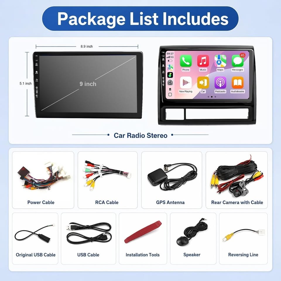 Toyota Tacoma 9″ Android 13 CarPlay (2005-2015) WiFi6 Radio w/ Camera 2+64GB