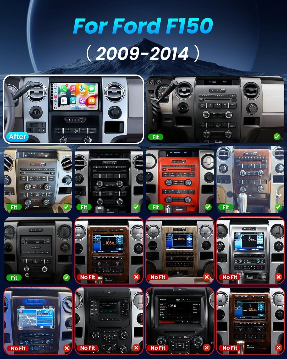 FOR FORD F150 2009-2014 F-150 APPLE CARPLAY ANDROID 15 CAR STEREO RADIO GPS NAVI