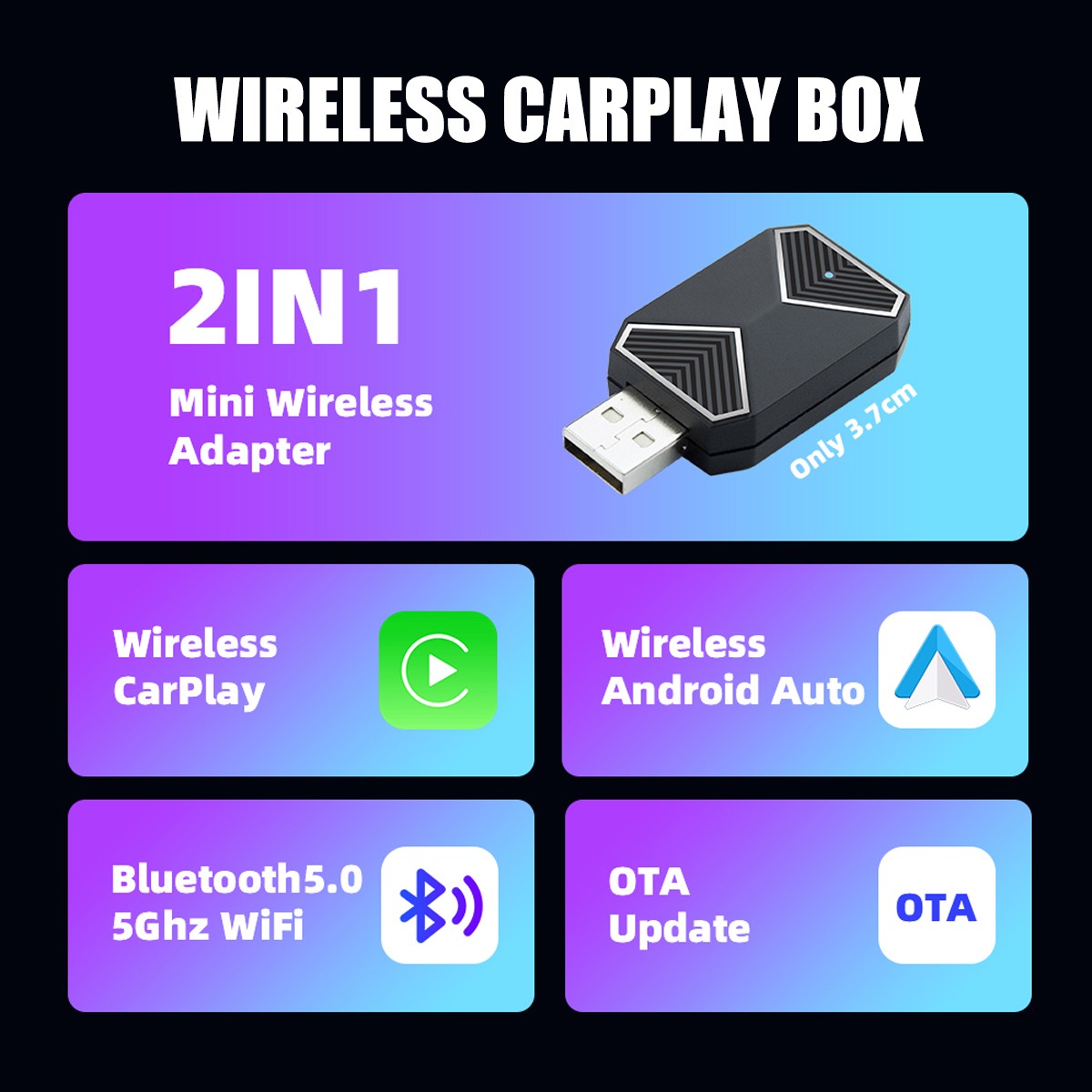 Wireless CarPlay Adapter Convert Wired to Wireless for OEM Cars USB