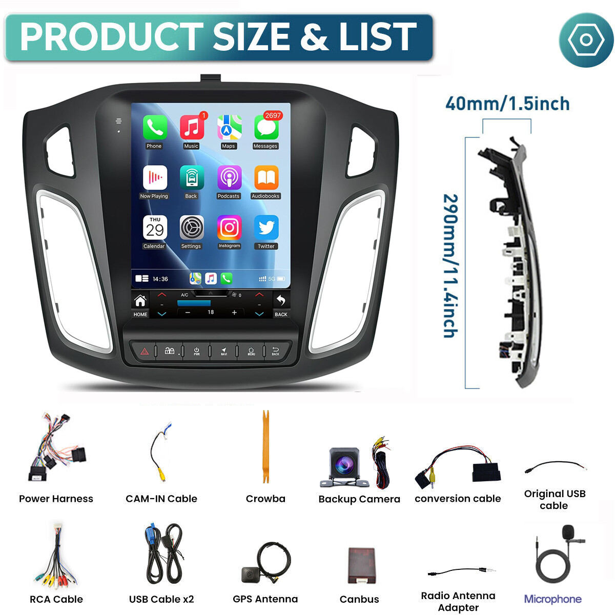GPS Navi Car Stereo Radio with Six Button IPS Screen For 2012-2018 Ford Focus