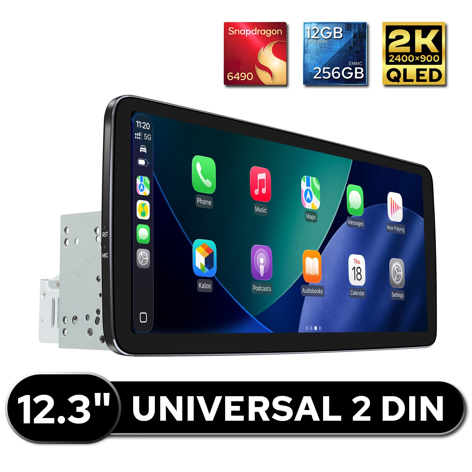 12.3 inch Qualcomm 8Core 12+256G Double Din Radio GPS Navigation Bluetooth 5.2