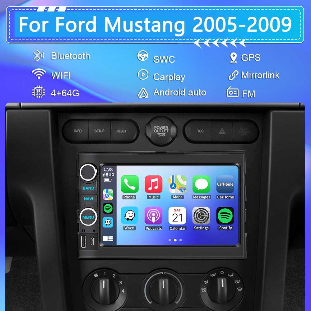 64G Apple Carplay Car Radio Stereo GPS For Ford Mustang 2005 2006 2007 2008 2009