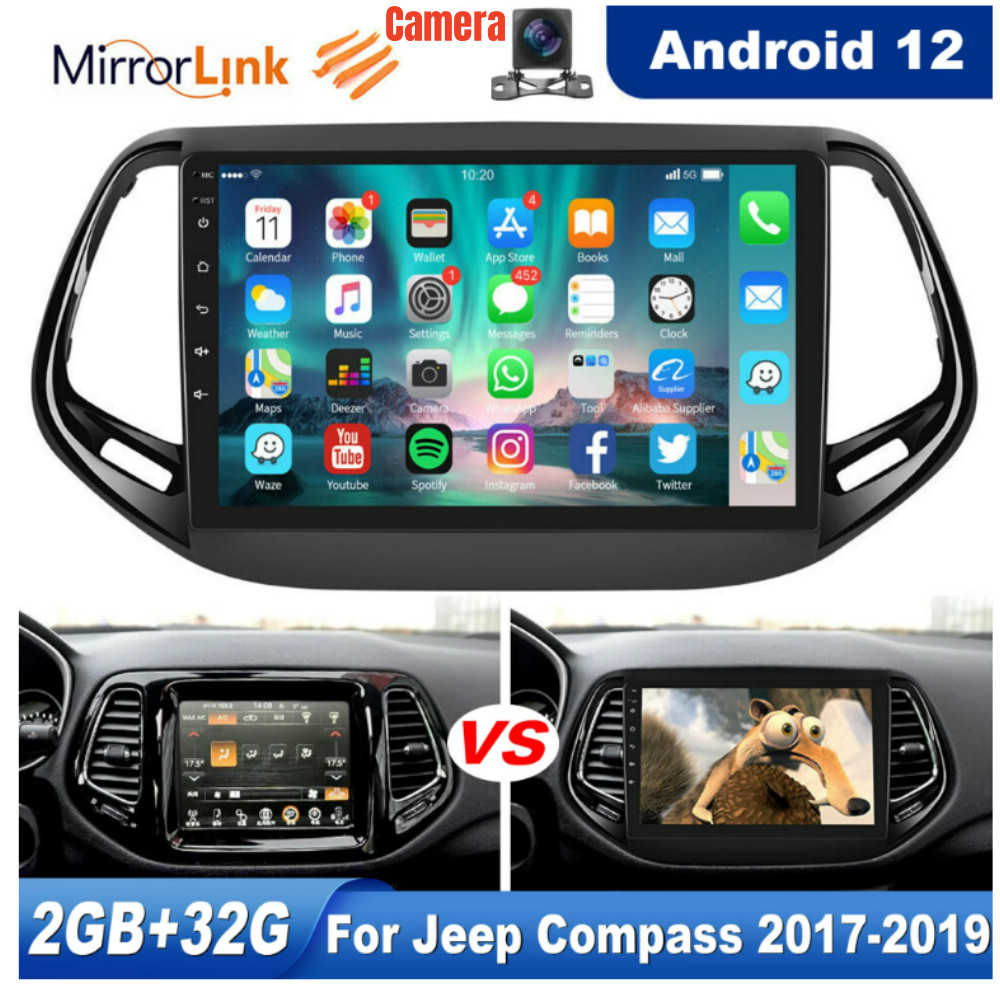 For 2017-2019 Jeep Compass 10″ Wifi Carplay Car Radio ANDROID 13 GPS Navi