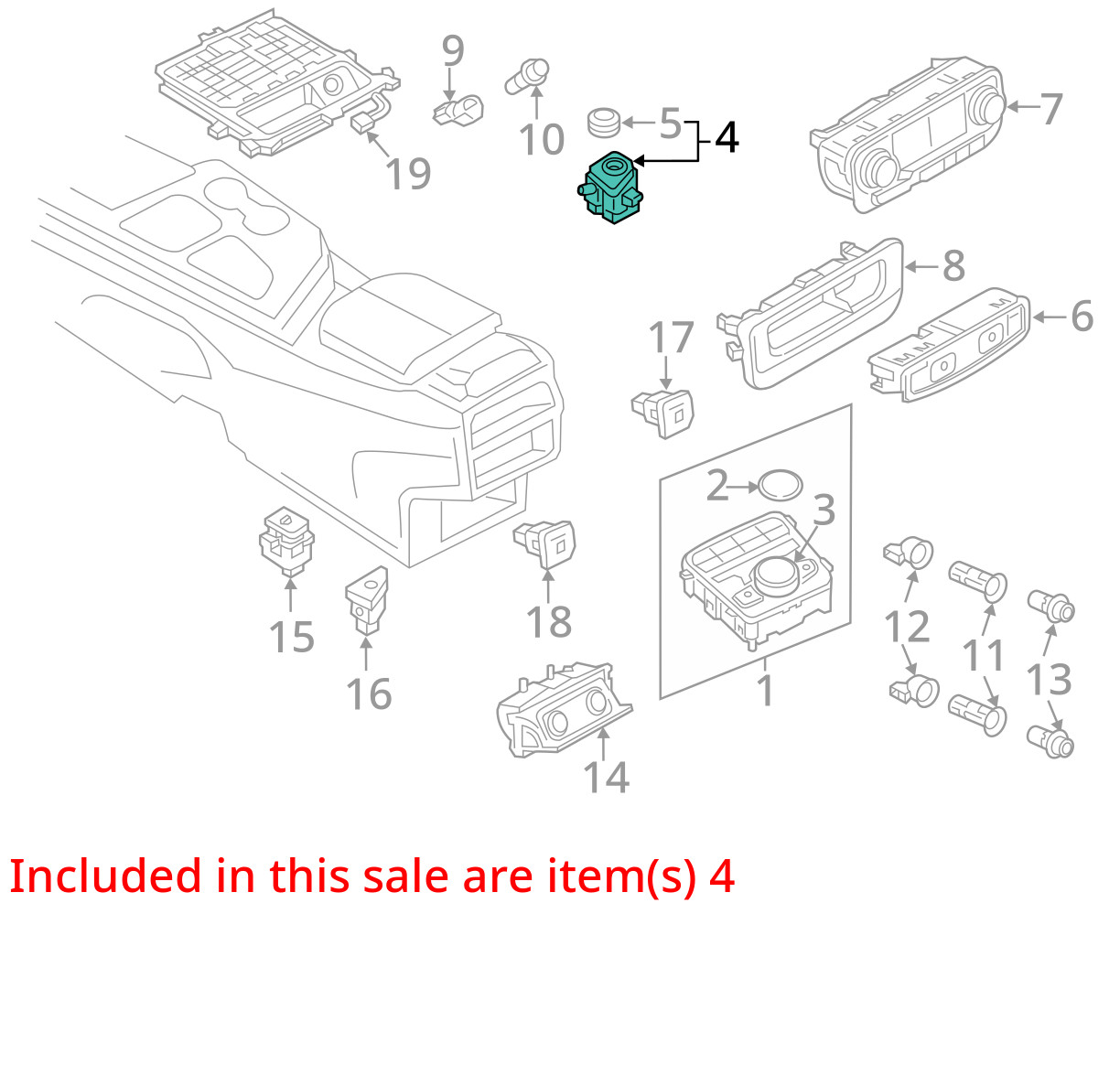 2017-2019 Audi Q7 Opera Unit Switch Volume Control Switch OEM 4M1919616B
