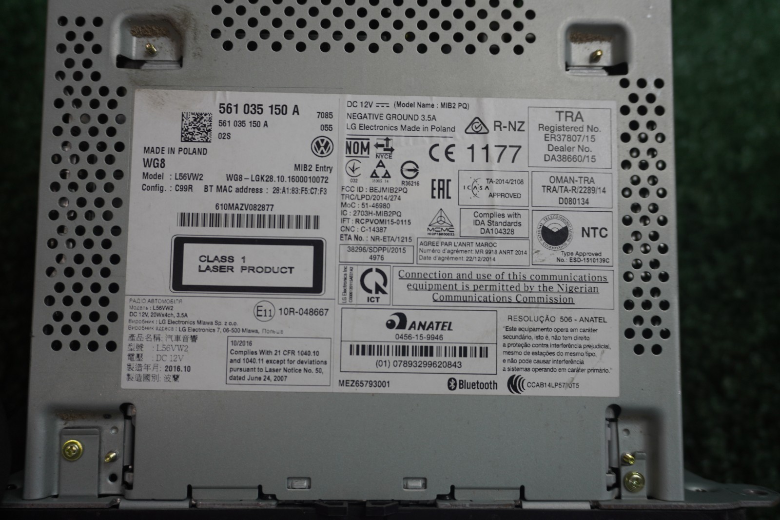 2017 VOLKSWAGEN JETTA Radio RECEIVER AM FM AUDIO CONTROL PANEL OEM 561035150A