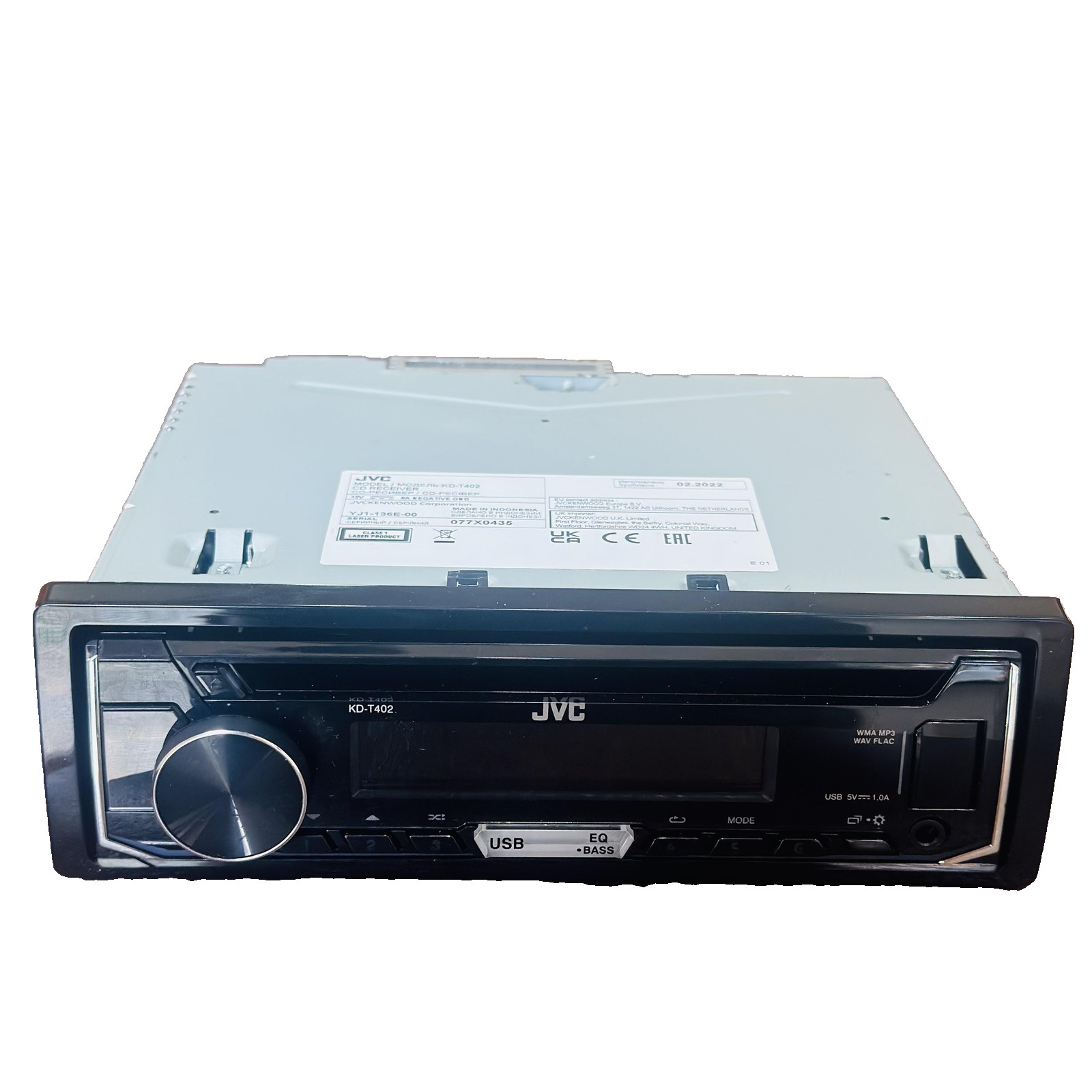 JVC KD-T402 Car CD USB Radio Stereo Receiver 1 DIN FLAC MP3 WAV WMA Black Bezel
