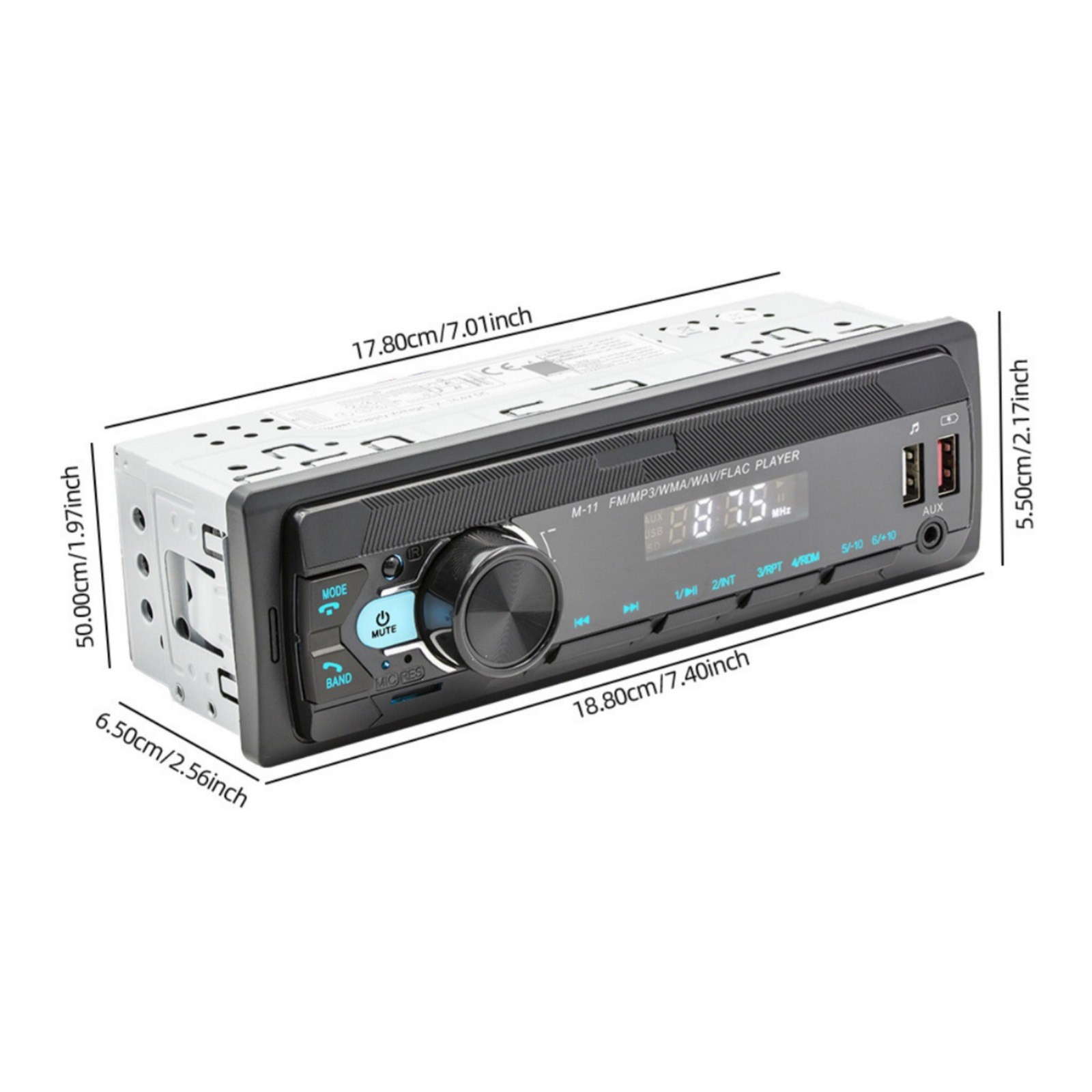 Single Din Car Radio Bluetooth 5.0 FM USB AUX MP3 Player App Control System