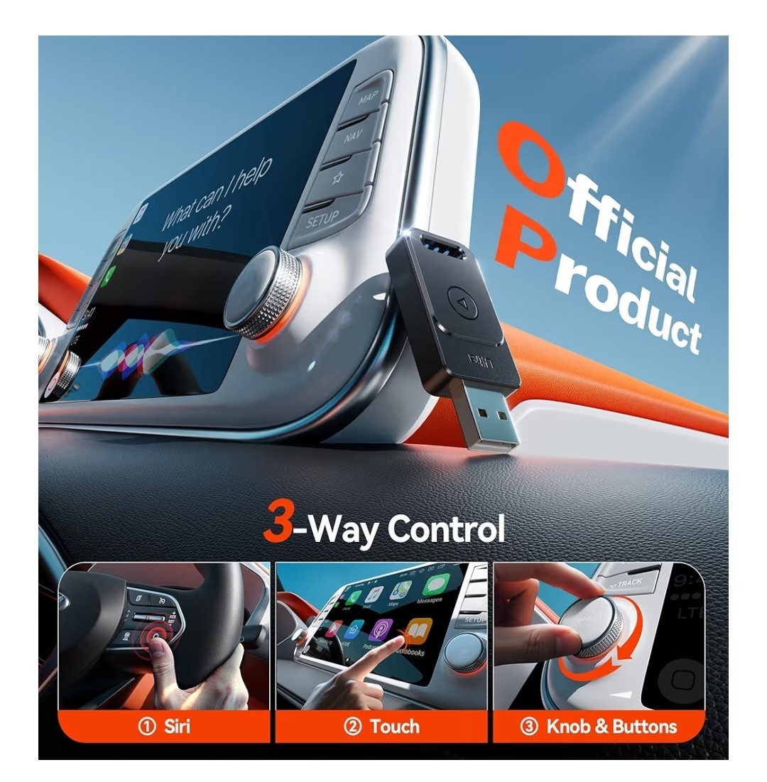 Apple Wireless Carplay Adapter UK,3X Fast Stable Connection,Plug&Play No Lag,