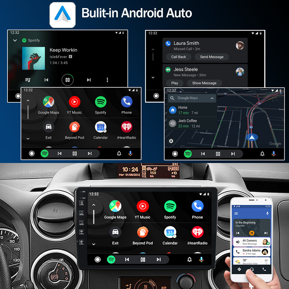 10″ Car Radio Stereo Android Auto CarPlay IPS DSP IPS BT GPS ID3 USB Wifi Touch