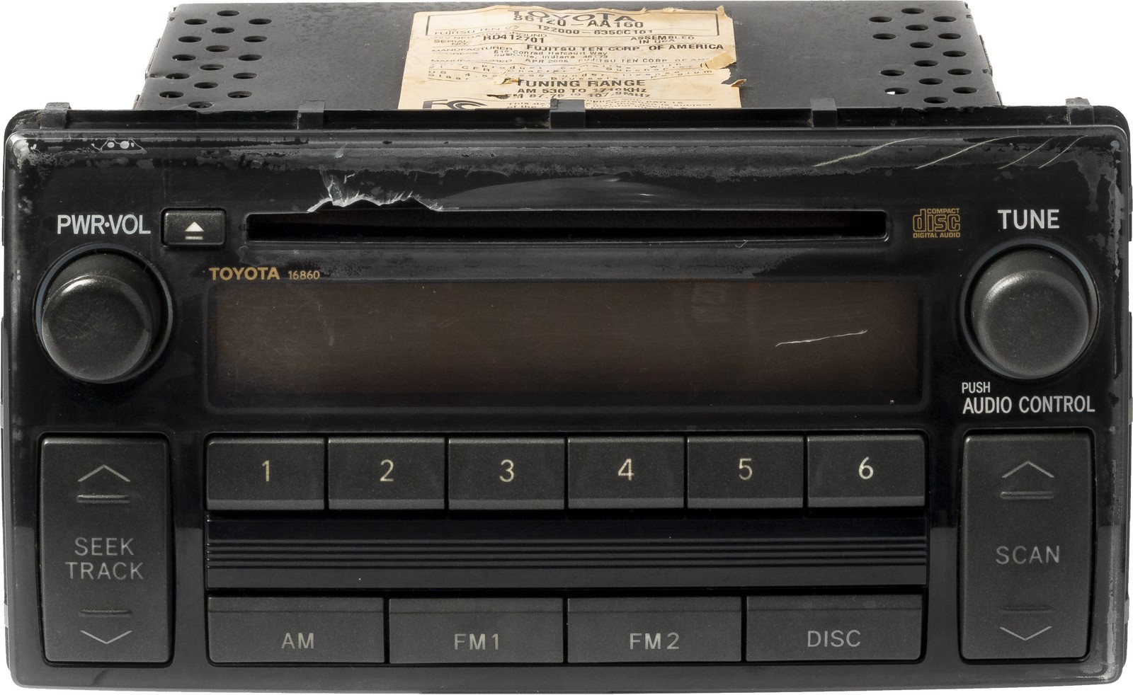 2005-06 Toyota Camry AMFM Radio Single Disc CD Player 86120AA160 Face Code 16860