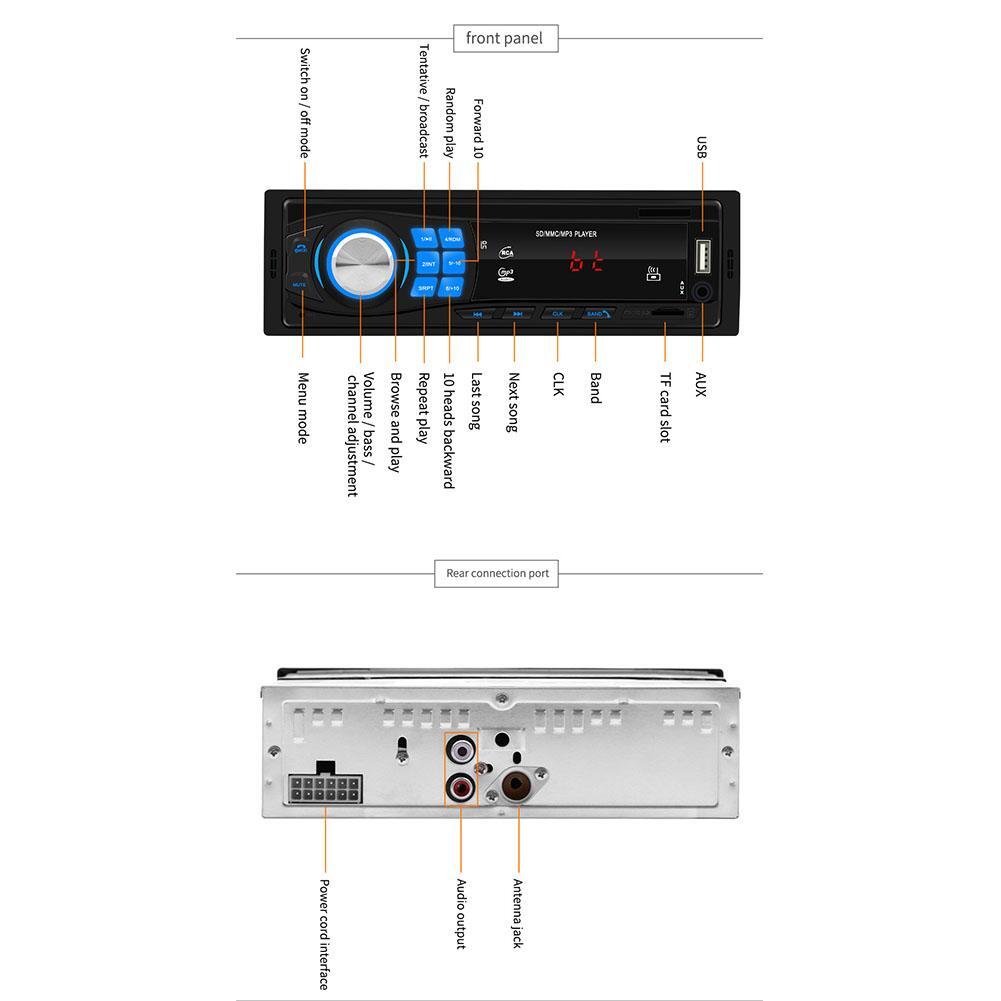 Car Radio In Dash 1 Din MP3 Player FM Audio Stereo USB SD AUX Input ISO Port K0