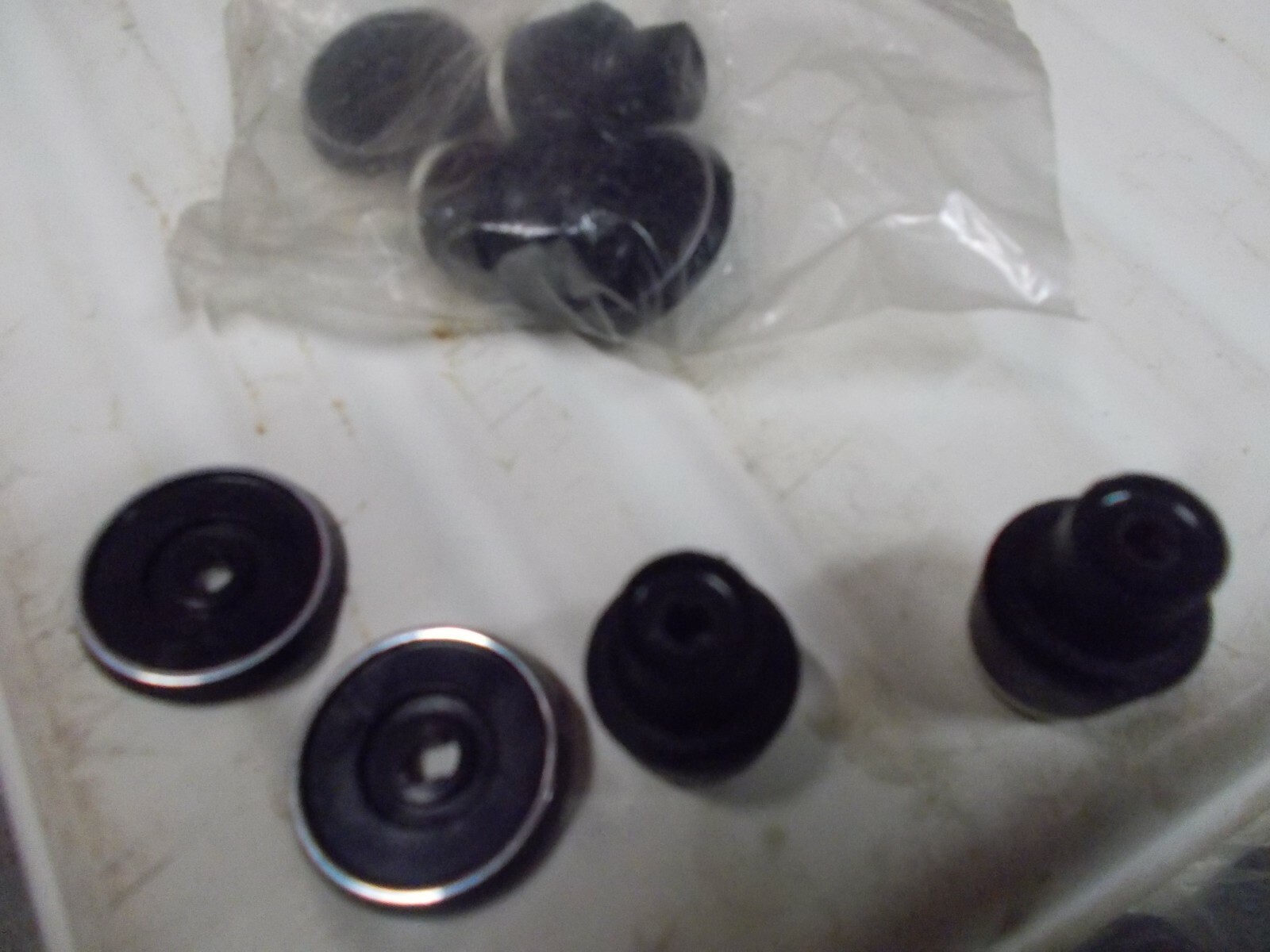 Vintage black white Radio Stereo Knobs 60,s 70,s D shaft VW Chevy Dodge 5 sets