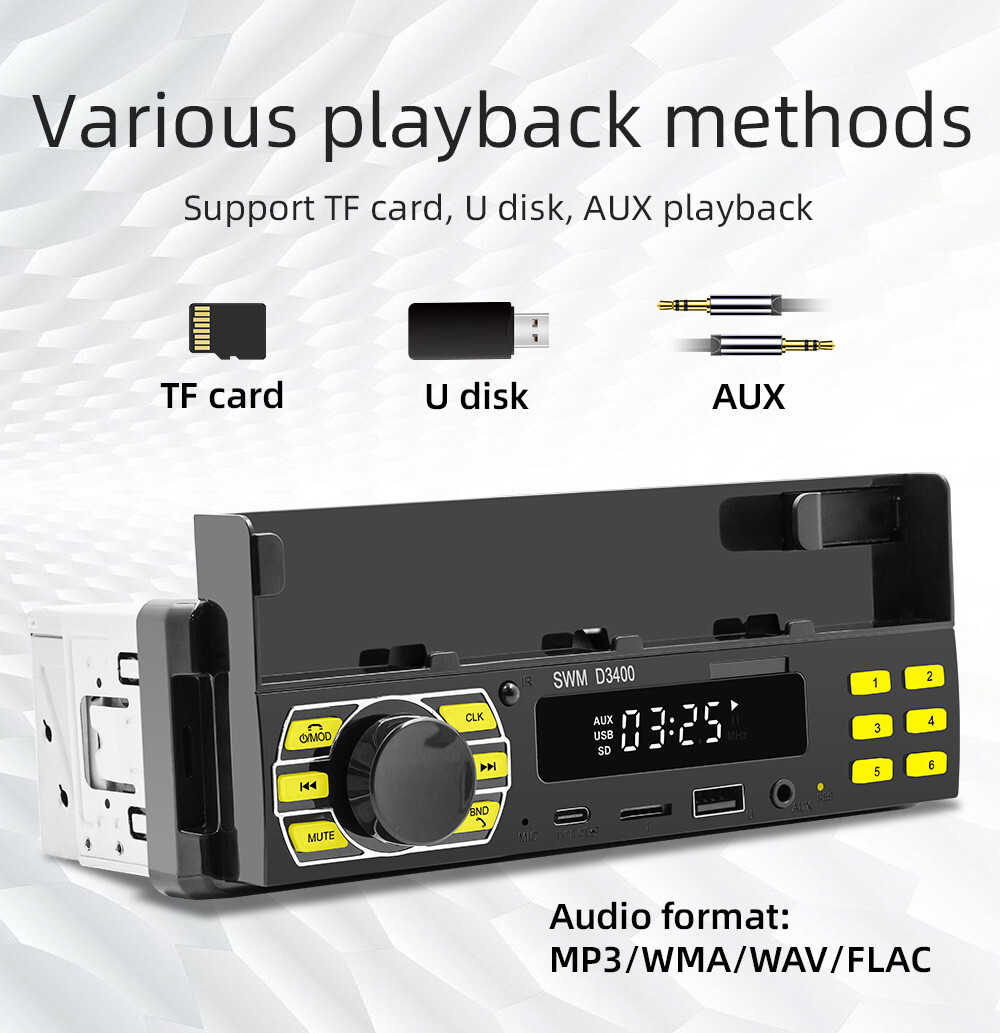 1DIN Car MP3 Player Stereo Radio Bluetooth In-Dash Digital Audio USB Positioner
