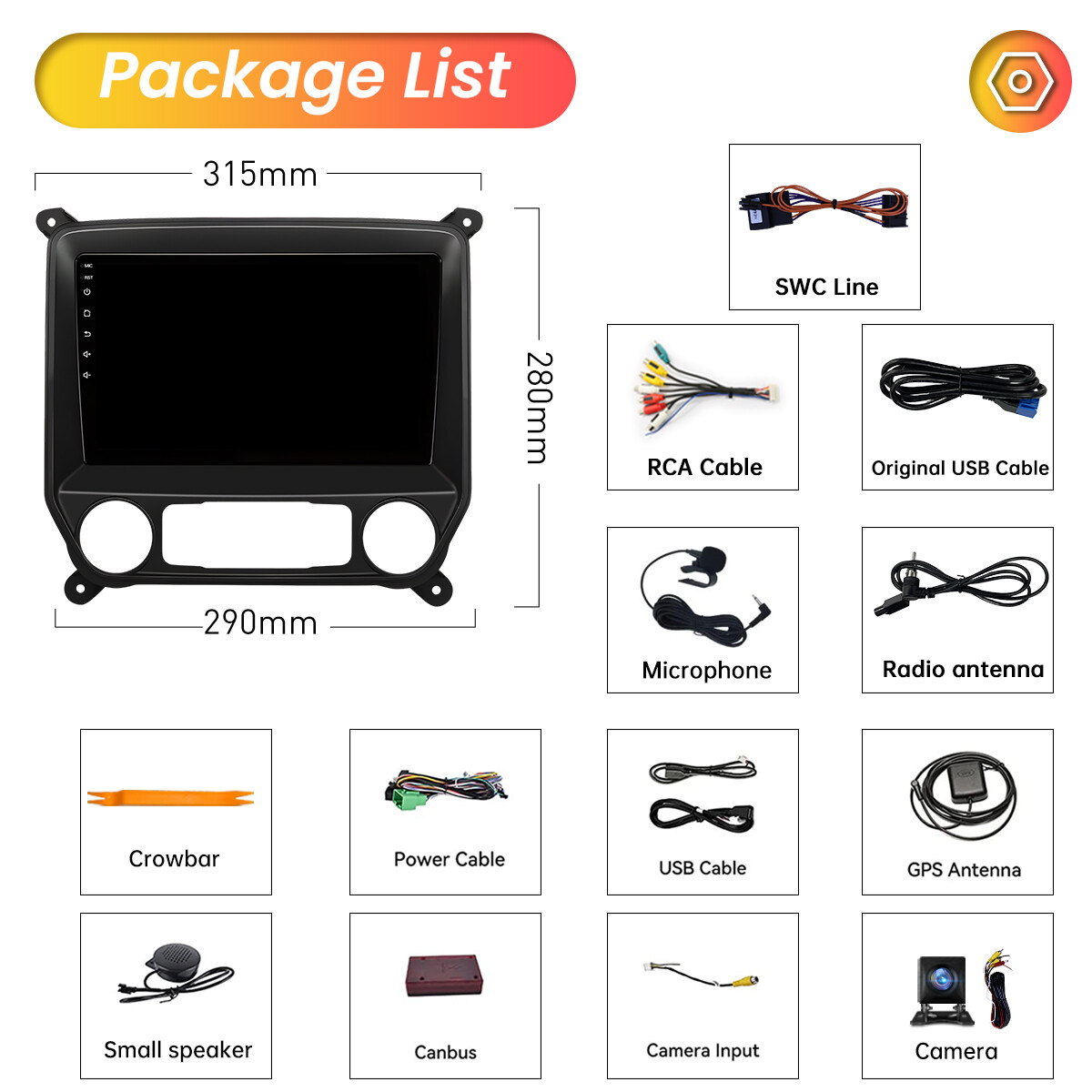 Carplay For 14-18 Chevrolet Silverado GMC Sierra Car Stereo Radio GPS NAVI CAM