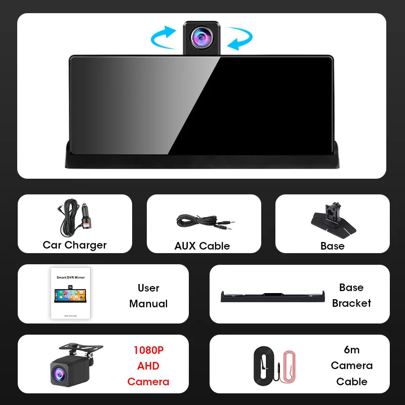 10.26 inch UHD Car DVR 4K Dashcam WirelessCarPlay/Android Auto 5G WiFi Dashboard