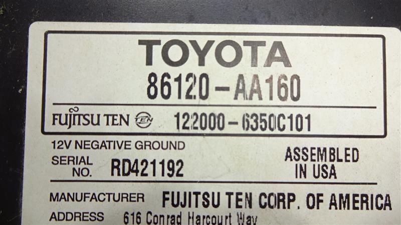 Radio Fujitsu Ten Manufacturer ID 16860 On Face Fits 05-06 CAMRY 632084