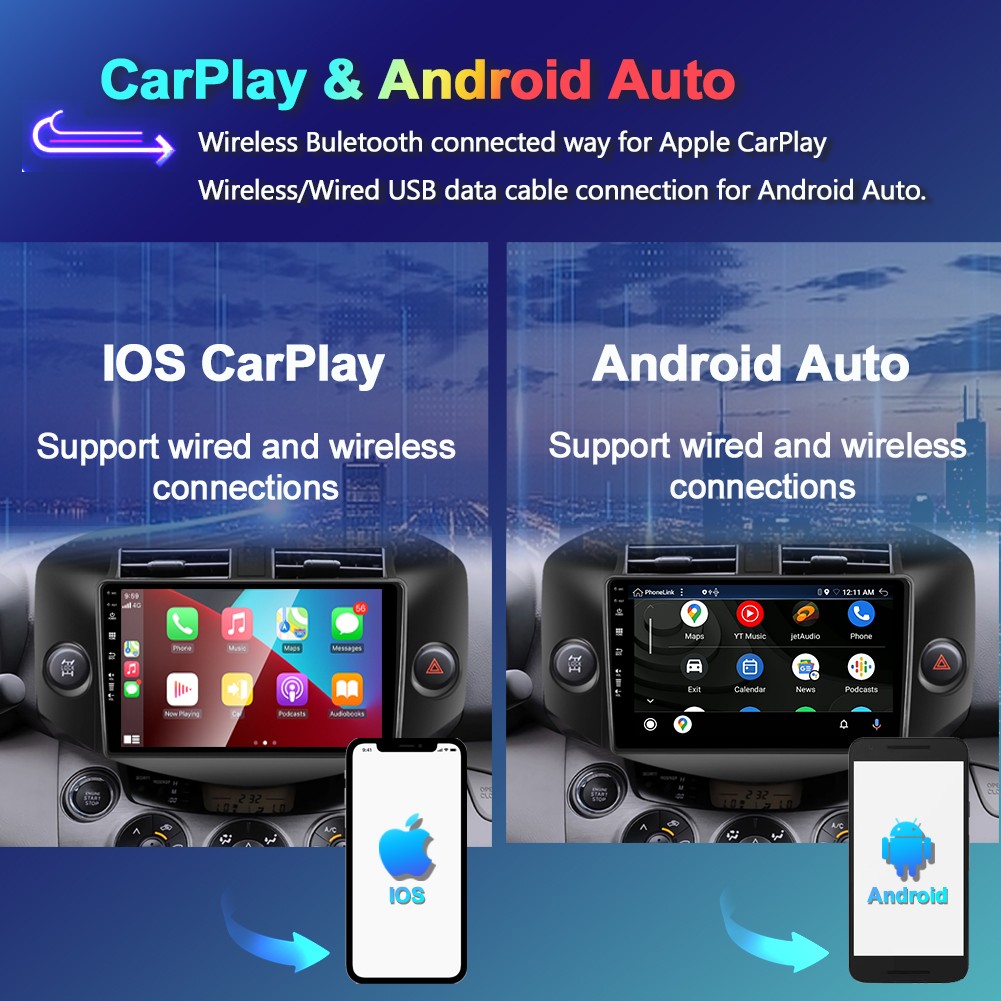 FOR TOYOTA RAV4 2009-2013 CARPLAY CAR RADIO ANDROID 15 NAVI GPS DSP🌟6GB+128GB🌟