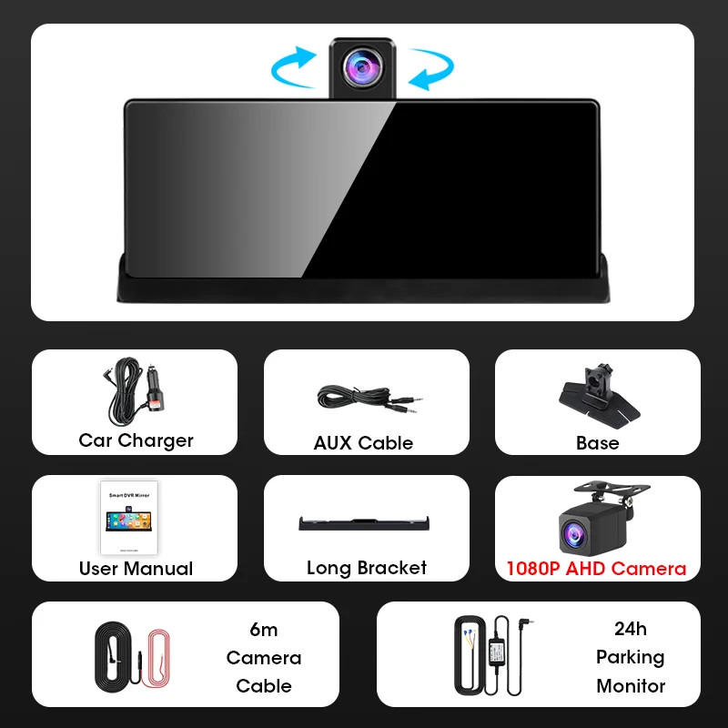 10.26 inch UHD Car DVR 4K Dashcam WirelessCarPlay/Android Auto 5G WiFi Dashboard