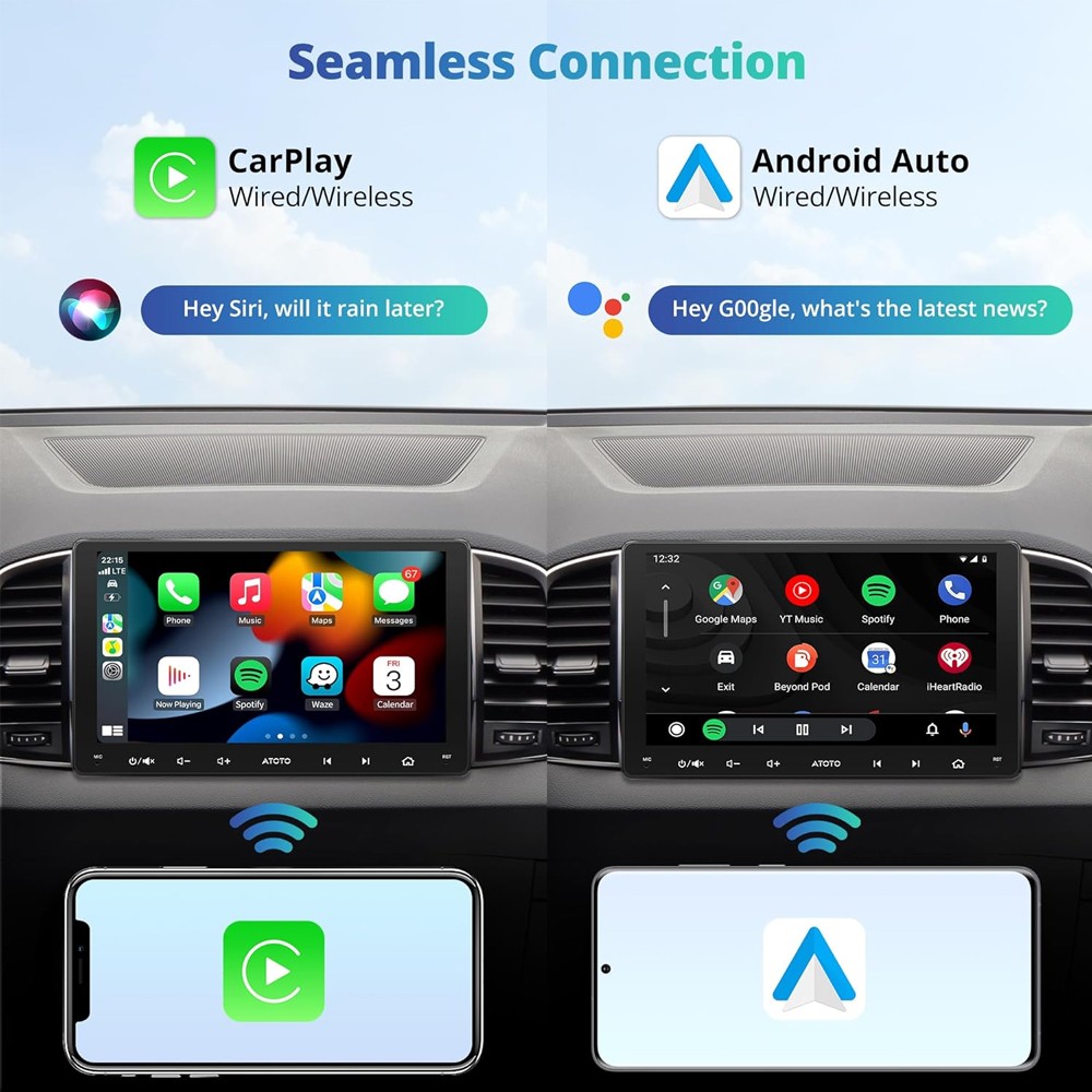 ATOTO CarPlay 9 inch Screen Android 2Din Car Stereo GPS Radio Dash+Backup Camera