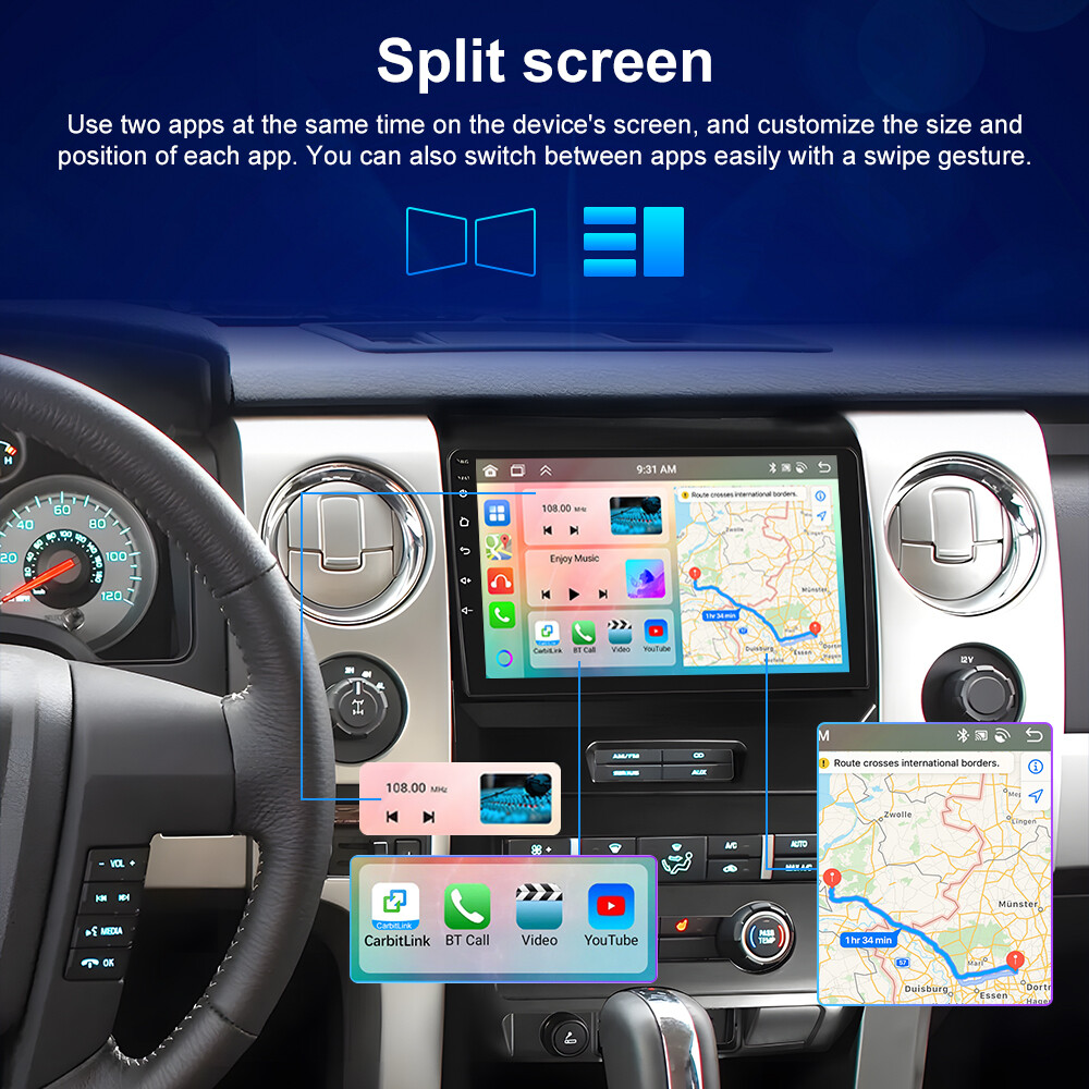 For Ford F150 2009-2014 Carplay Android 13 Car Stereo Radio WiFi GPS Navi+Camera