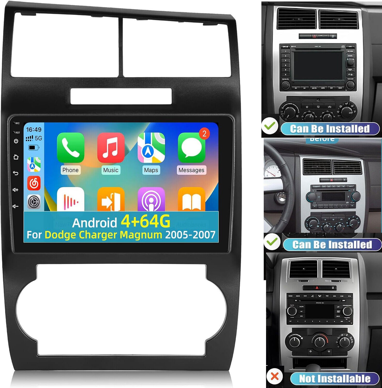 4+64G For Dodge Charger 2006-2007 Android15 CarPlay Car Stereo Radio GPS WIFI