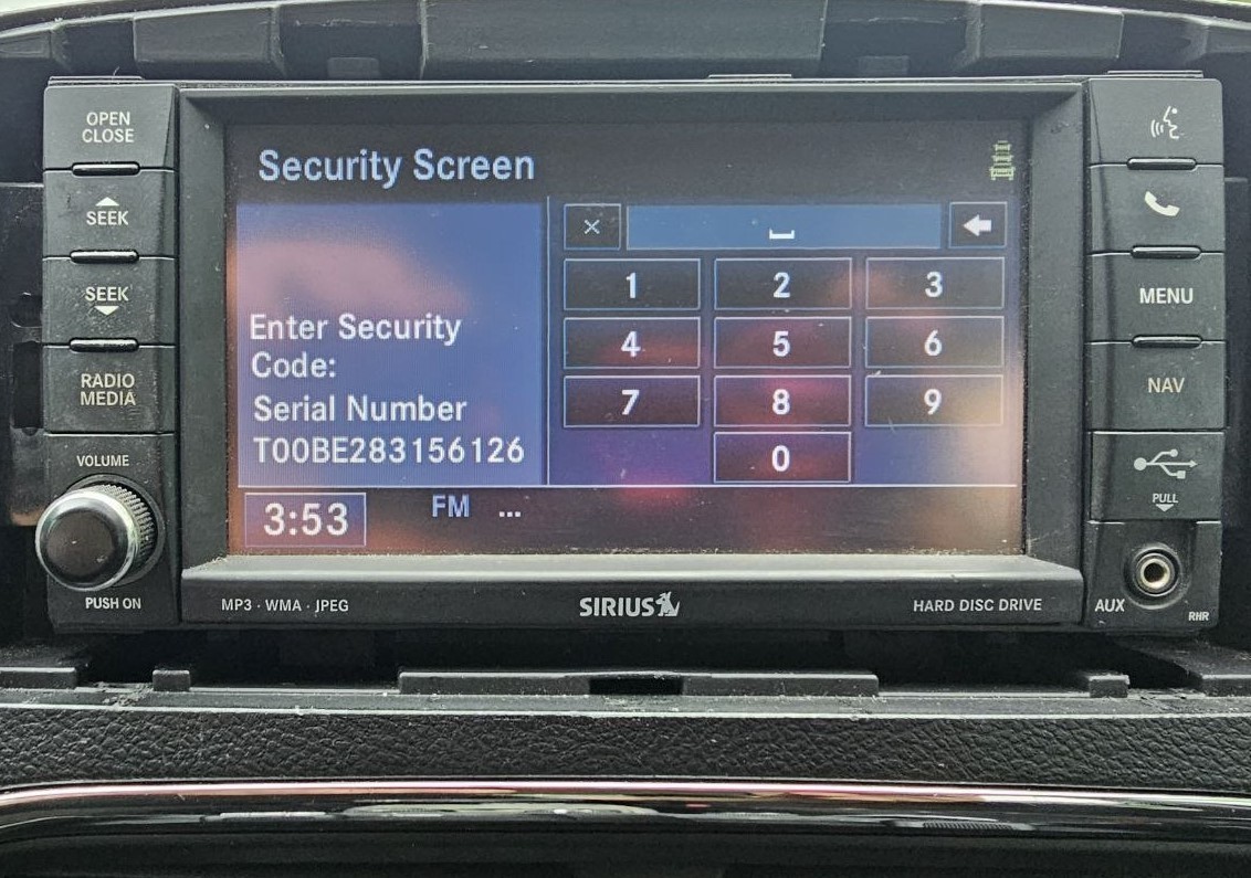 MyGIG RHR Navigation Radio P05091029AC Chrysler Dodge Jeep Code Needed