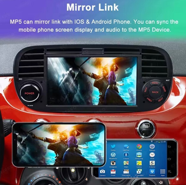 7″ Car Stereo Radio For Fiat 500 2007-2015 Android 13 GPS Navi Carplay WIFI
