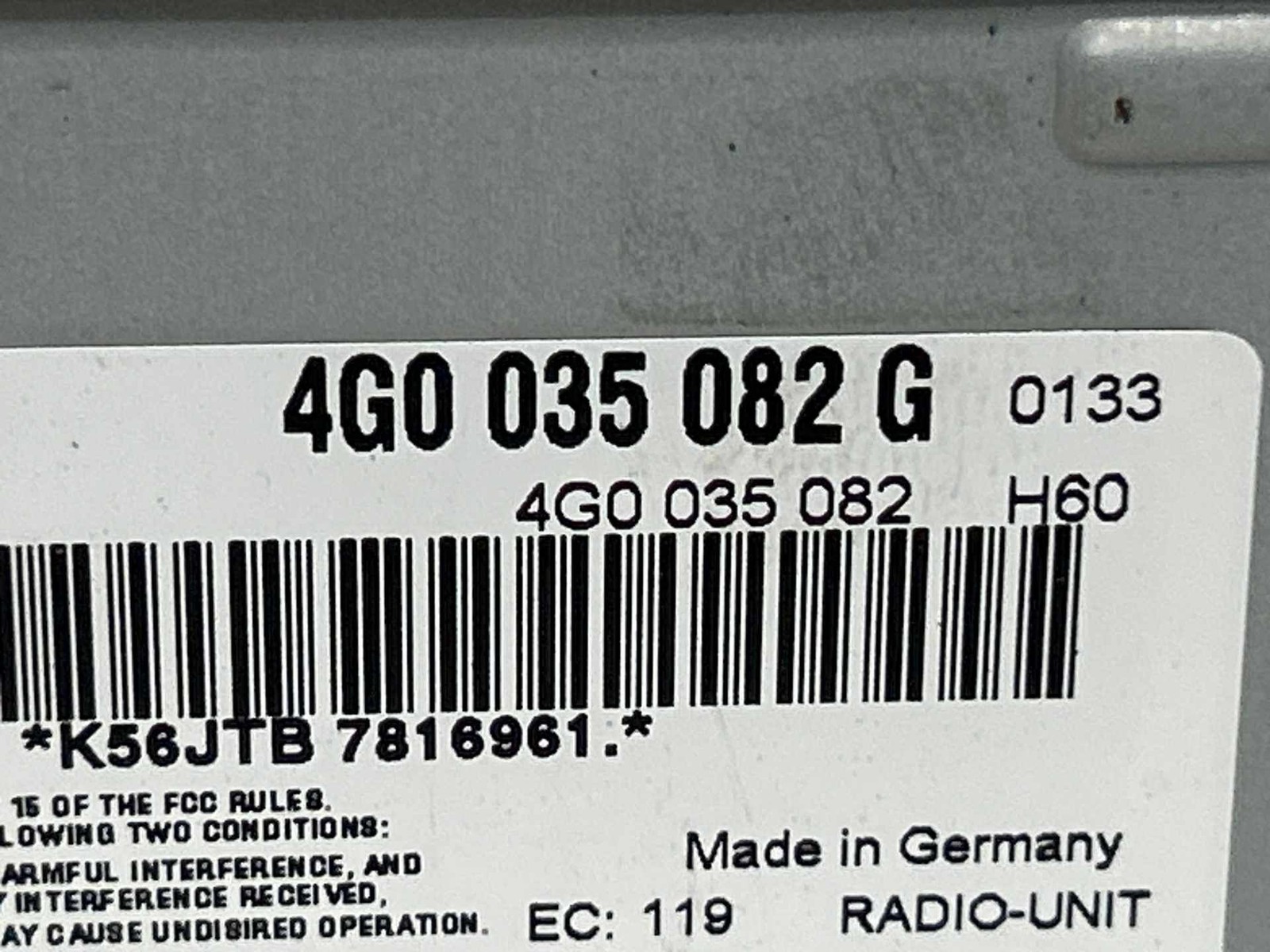2011-2015 Audi Q7 OEM Audio Radio Receiver Control Head Unit 4G0035082G (MK)