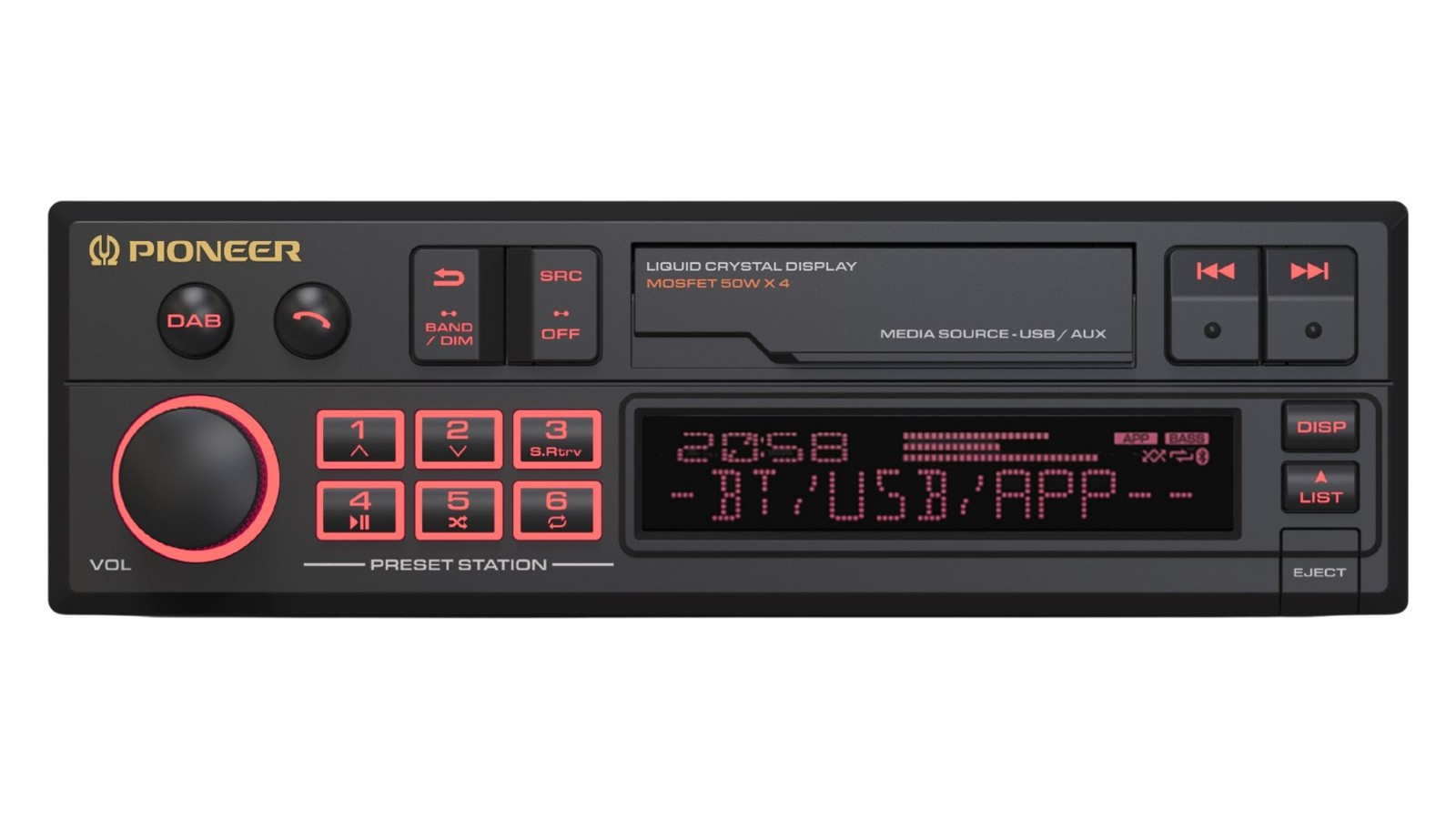 Pioneer SXT-C10PS DAB+ Bluetooth 1-DIN Retro Car Stereo Tape Deck Style Head Uni