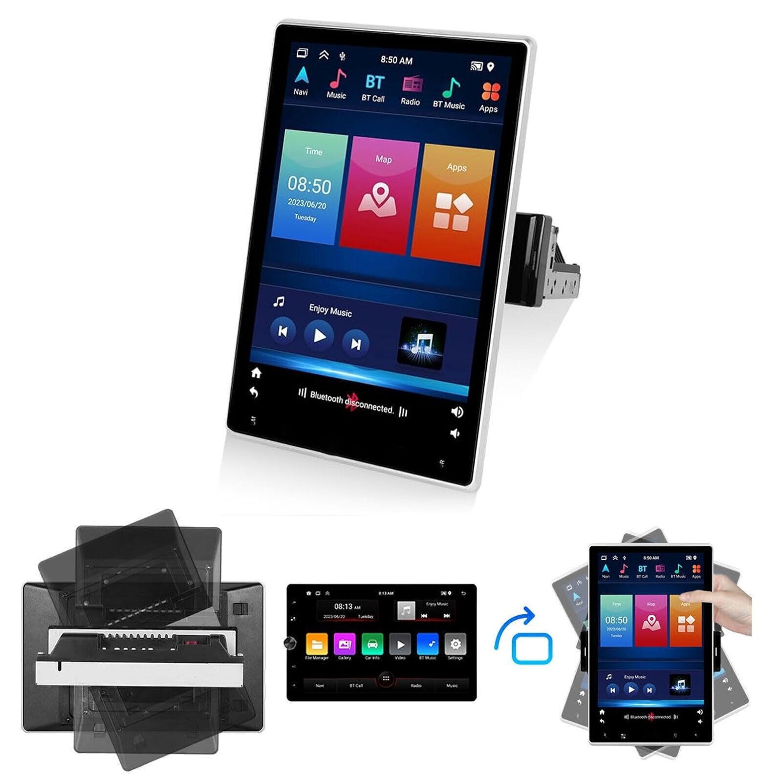 For 1997-2004 Ford F150 Double Din Radio Rotated Android 14 Stereo CarPlay GPS