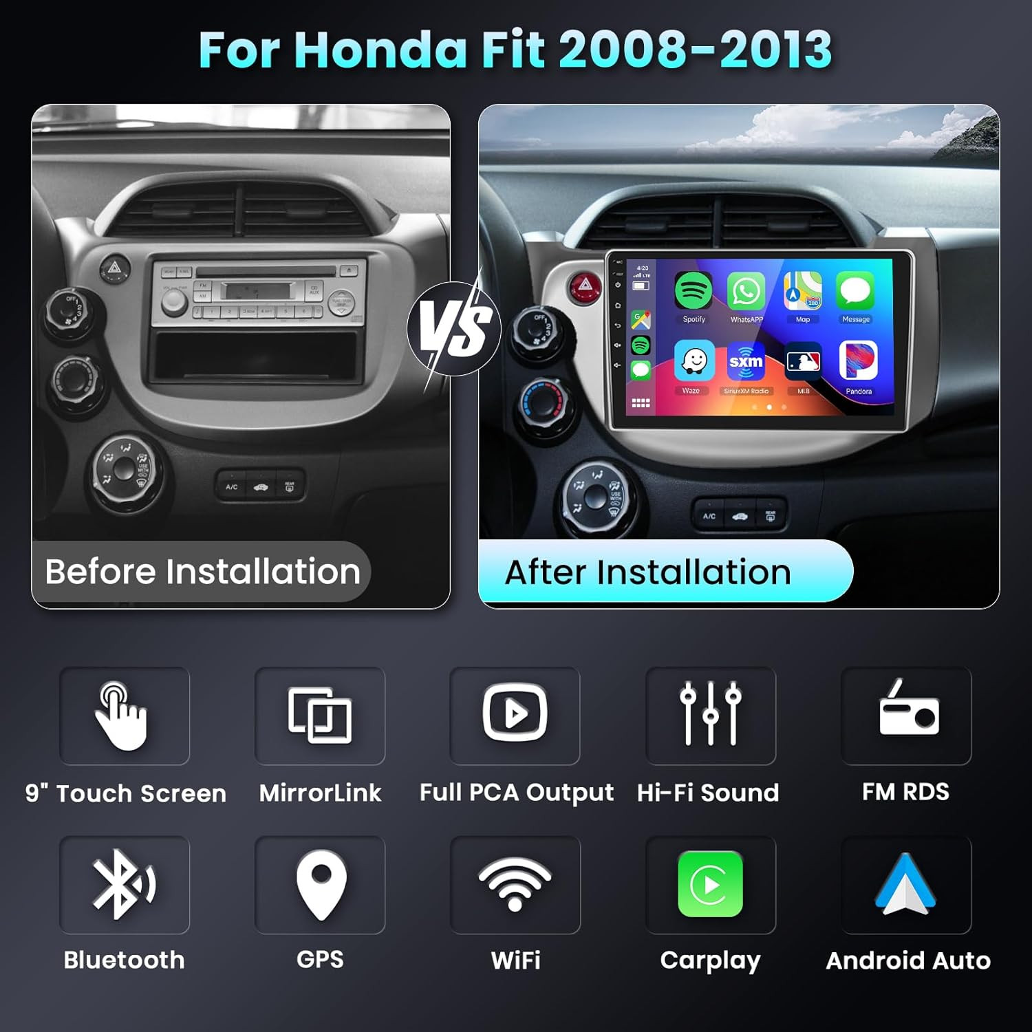 10.1″ Android 16 Car Stereo For Honda Fit Jazz 2007-2013 Radio GPS NAVI Car Play