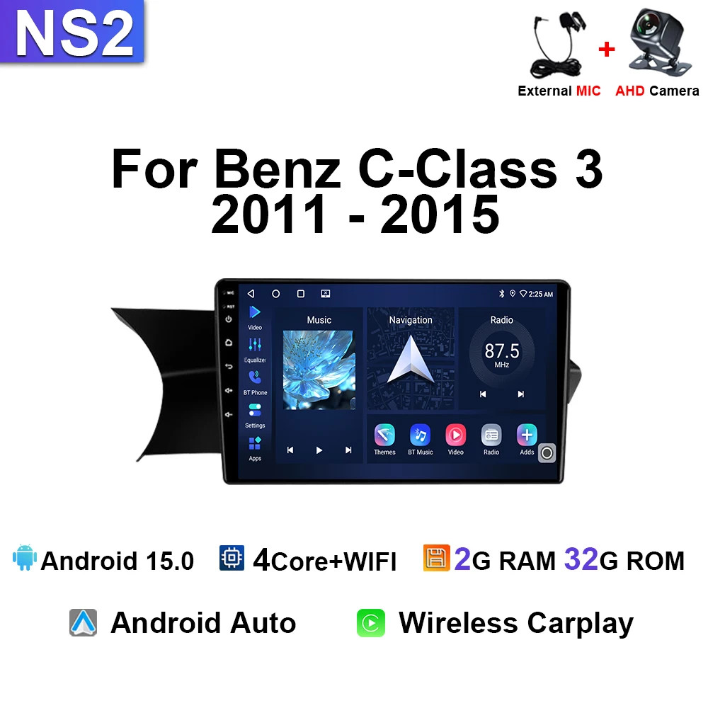 Car Radio For Mercedes-Benz C-Class 3 W204 C204 S204 2011-2015 Android Carplay