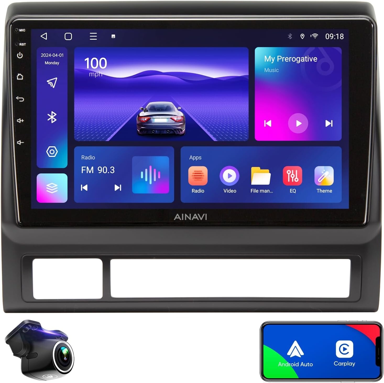 Car Stereo 9″ Android 12 Head Unit for Toyota Tacoma Radio Upgrade 2005-15