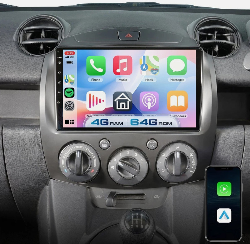 For Mazda 2 2011-2014 9 Inch Touch Screen Car Radio 4+64GB WiFi GPS Head Unit
