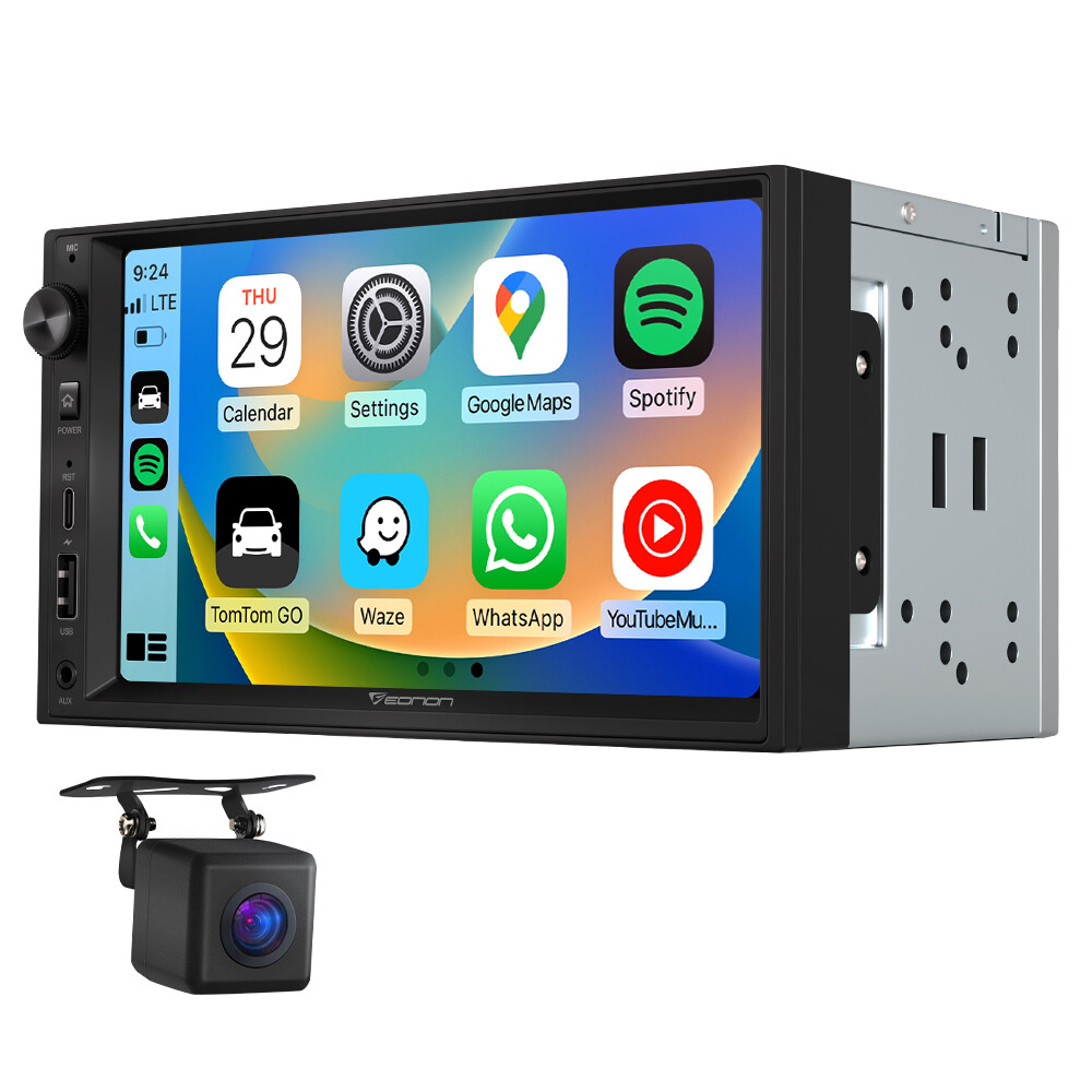 CAM+Double 2 Din 7″ QLED Touch Screen Android Auto Car Audio Stereo GPS Radio FM