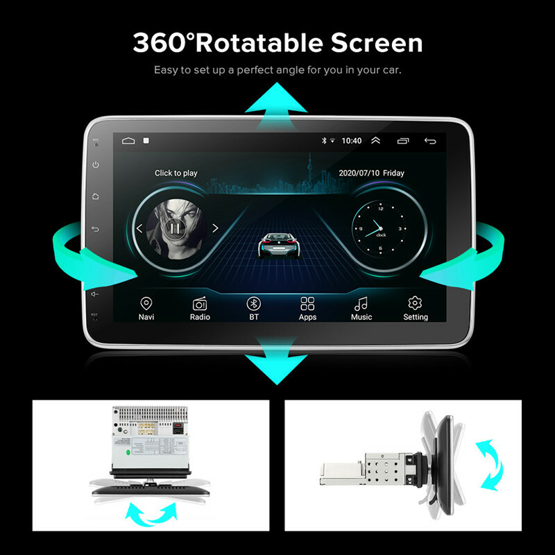 Manual Rotation 10.1inch Android Car Multimedia Player Radio 1Din GPS Navigation