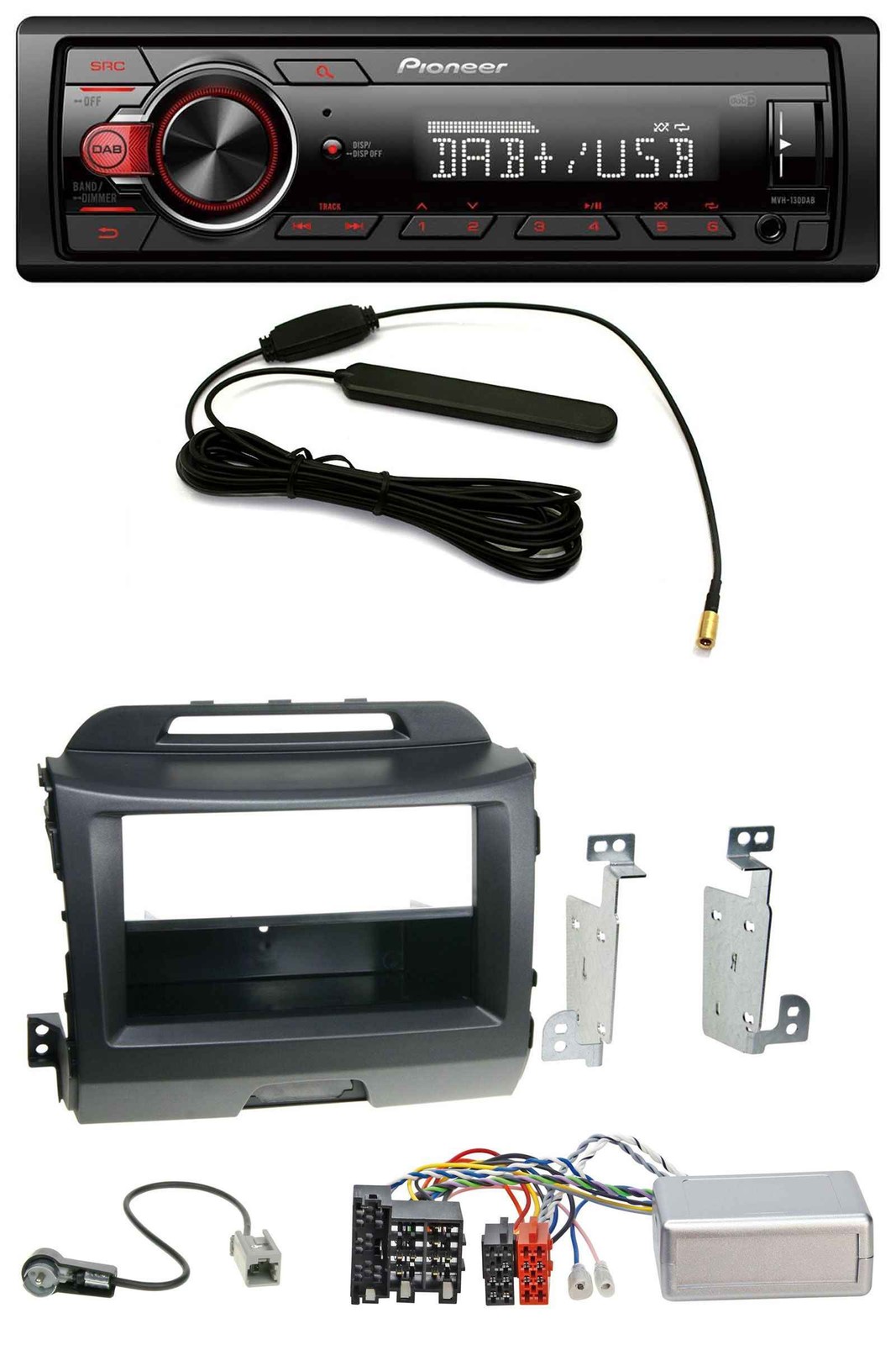 Pioneer MP3 DAB 1DIN Steering Wheel USB Car Stereo for Kia Sportage 3 10-15 Black