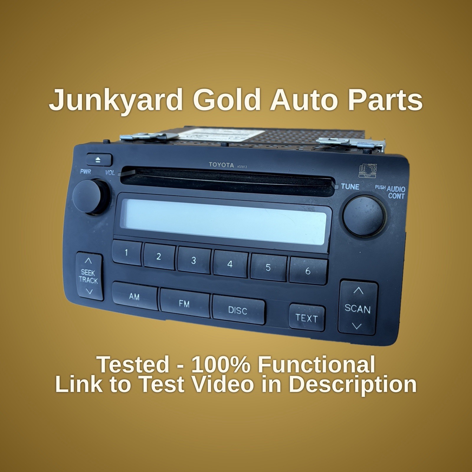 2003-2008 Toyota Corolla Radio CD Player A51813, Model# 86120-02430, w/ Brackets