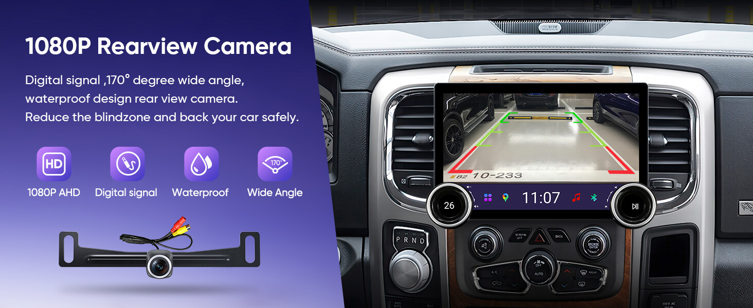Car Stereo for Dodge Ram 1500-3500 2013-2018 Wireless CarPlay, Android Auto 4+64