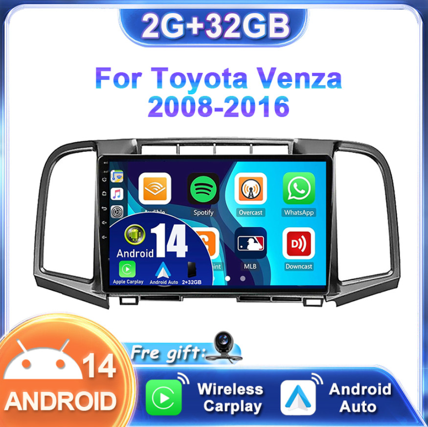 32GB For Toyota Venza 2008-2016 Car Stereo Android 14 GPS Radio Car Play RDS BT