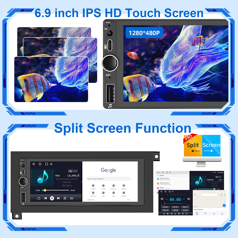 6.9″ For 1997-2002 Dodge Ram Radio Stereo Android Auto Apple CarPlay GPS Navi 4G