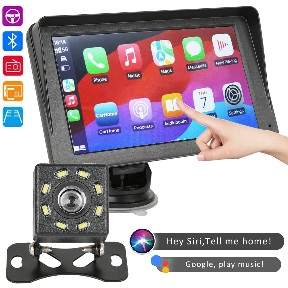 7″ Portable Carplay IOS/Android Auto Play Stereo FM Radio Touch Screen Bluetooth
