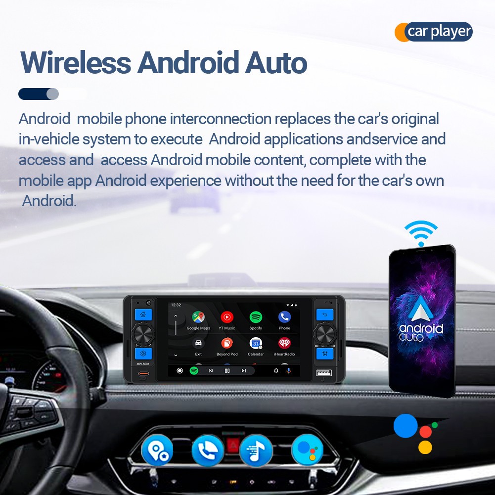Car Radio Stereo FM/RDS HD LCD Screen USB Type-C Remote control W/Free Camera